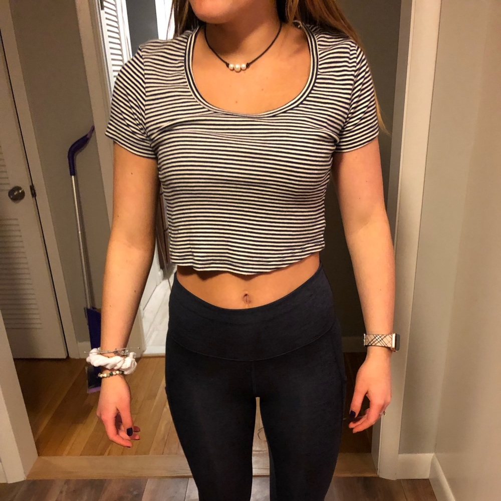 B+W striped crop top tee american apparel M